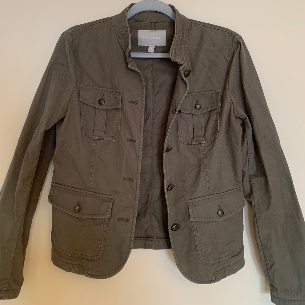 Olive green Banana Republic “military” blazer.